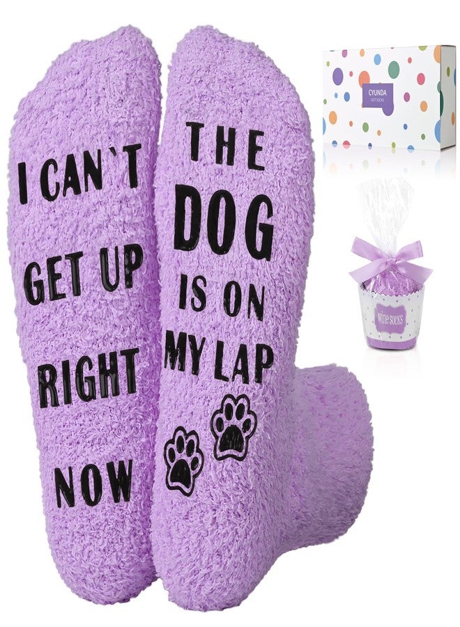 Cyunda Funny Gifts for Mom, Dog Mom Gifts for Women, Fuzzy Socks for Dog Lovers, Christmas Cozy Socks, Stocking Stuffers,Purple - Image 1